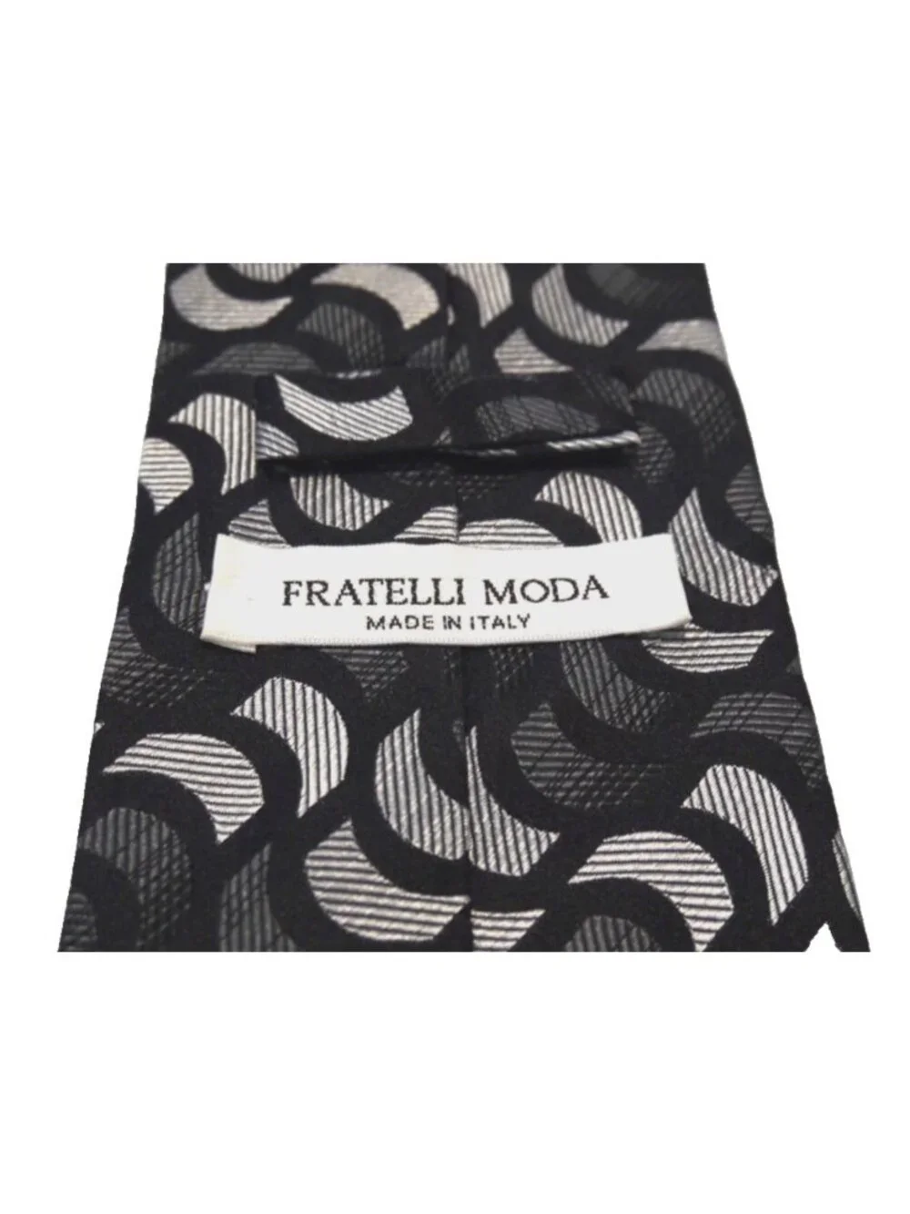 Fratelli Moda black & silver 100% silk men's neck tie 4